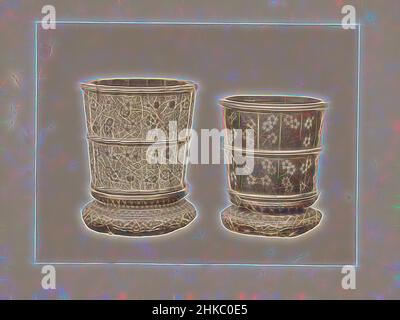 Inspired by Two beakers decorated with floral motifs, c. 1875 - c. 1900, albumen print, height 175 mm × width 235 mm, Reimagined by Artotop. Classic art reinvented with a modern twist. Design of warm cheerful glowing of brightness and light ray radiance. Photography inspired by surrealism and futurism, embracing dynamic energy of modern technology, movement, speed and revolutionize culture Stock Photo
