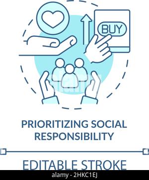 Prioritizing social responsibility turquoise concept icon Stock Vector