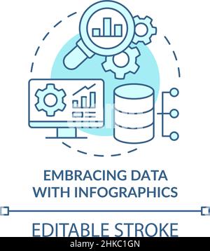 Embracing data with infographics turquoise concept icon Stock Vector