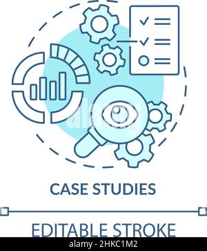 Case studies turquoise concept icon Stock Vector