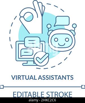 Virtual assistants turquoise concept icon Stock Vector