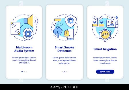 Smart technologies at home onboarding mobile app screen Stock Vector