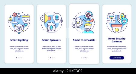 Smart home devices onboarding mobile app screen Stock Vector