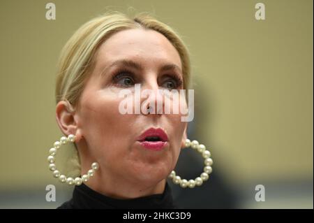 Tiffani Johnston, former marketing and events coordinator, marketing  manager and cheerleader for the National Football League's Washington  Football Team, testifies before the House Oversight Committee during a  roundtable Examining the Washington Footb