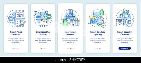 Smart devices for gardens onboarding mobile app screen Stock Vector