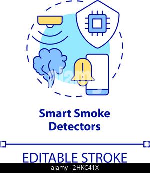 Smart smoke detectors concept icon Stock Vector