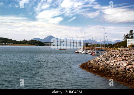 View of the Skye Bridge a road bridge connecting the Isle of Skye to mainland Scotland, UK Stock Photo