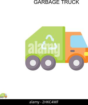 Garbage truck Simple vector icon. Illustration symbol design template for web mobile UI element. Stock Vector