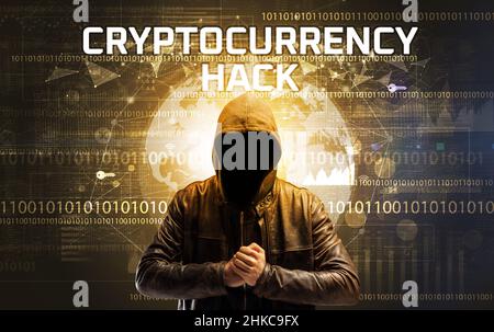 Faceless hacker at work, security concept Stock Photo