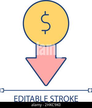 Decreasing price RGB color icon Stock Vector
