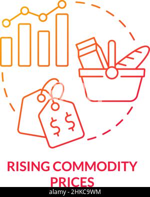Rising commodity prices red gradient concept icon Stock Vector