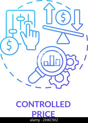 Controlled price blue gradient concept icon Stock Vector