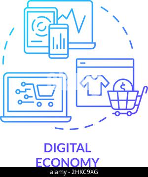 Digital economy blue gradient concept icon Stock Vector