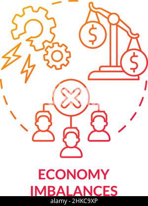 Economy imbalances red gradient concept icon Stock Vector