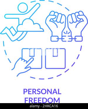 Personal freedom blue gradient concept icon Stock Vector