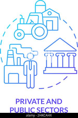 Private and public sectors blue gradient concept icon Stock Vector