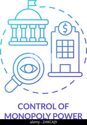 Control of monopoly power blue gradient concept icon Stock Vector