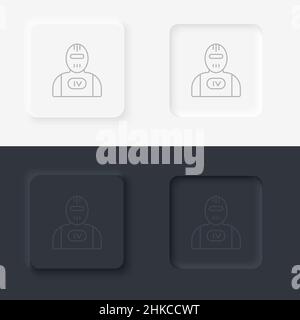 Terminator, robot icon - Vector. Artificial intelligence neumorphic style vector icon set Stock Vector