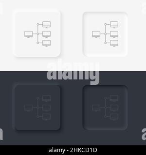 Servers, computers icon - Vector. Artificial intelligence neumorphic style vector icon set Stock Vector