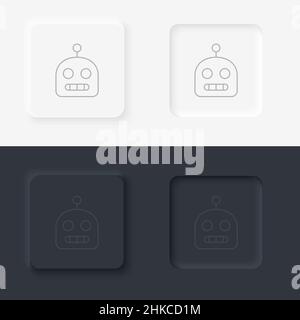 Robot icon - Vector. Artificial intelligence neumorphic style vector icon set Stock Vector