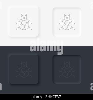 Virus, bug icon - Vector. Artificial intelligence neumorphic style vector icon set Stock Vector