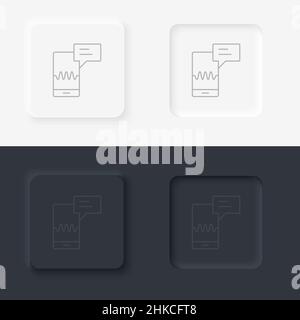 Reply, mobile, signal icon - Vector. Artificial intelligence neumorphic style vector icon set Stock Vector