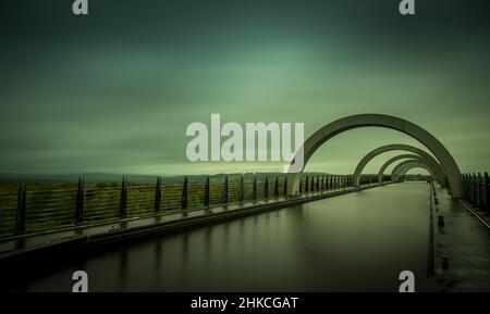 The canal route linking the Forth and Clyde Canal with the Union Canal at the Falkirk Wheel Stock Photo