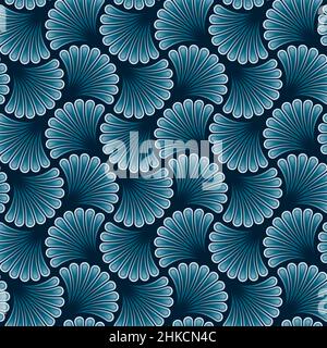 Wavy Floral Seamless Background. Vector Tileable retro pattern. Stock Vector