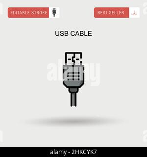 Usb cable Simple vector icon. Stock Vector