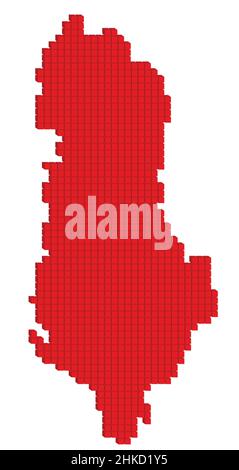 Dotted map plan vector illustration graphic small cubes geographical map of Albania Stock Vector