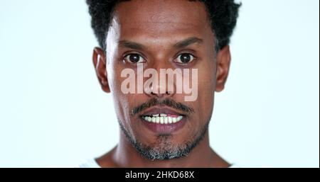 Anxious restless african american face expressing anxiety emotion Stock ...
