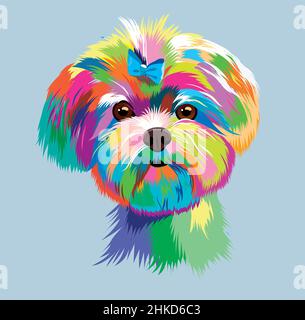 head of Little color dog in pop art Stock Vector