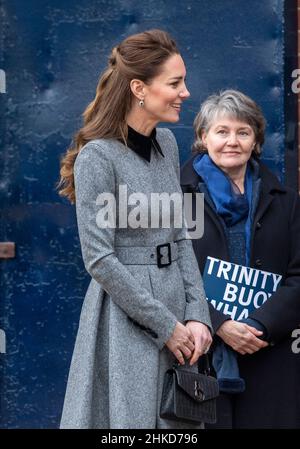 London, UK. 3rd Feb, 2022. Catherine, Duchess of Cambridge visits The Prince's Foundation training site for arts and culture at Trinity Buoy Wharf in London, England. Credit: Anwar Hussein/Alamy Live News Stock Photo