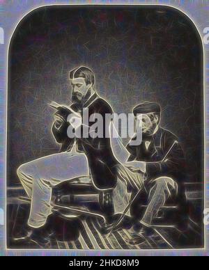 Inspired by Portrait of two unknown men reading, Great Britain, 1840 - 1860, paper, salted paper print, height 158 mm × width 126 mm, Reimagined by Artotop. Classic art reinvented with a modern twist. Design of warm cheerful glowing of brightness and light ray radiance. Photography inspired by surrealism and futurism, embracing dynamic energy of modern technology, movement, speed and revolutionize culture Stock Photo