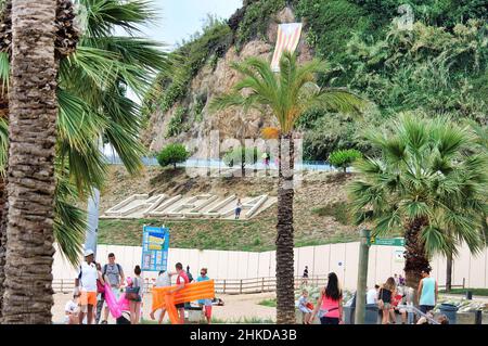 The tourist town of Calella with its beautiful coves, its beaches and its crystal clear water is one of the most popular places on the Costa Brava. Stock Photo