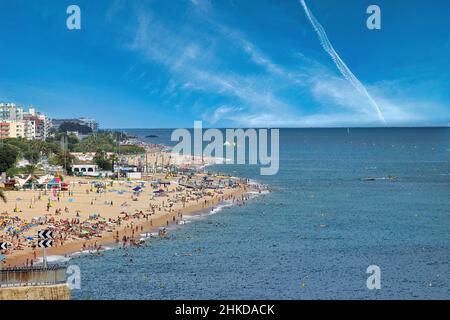 The beautiful beaches with the famous coves of the tourist town of Calella, a famous resort on the Costa Brava in Spain. Stock Photo