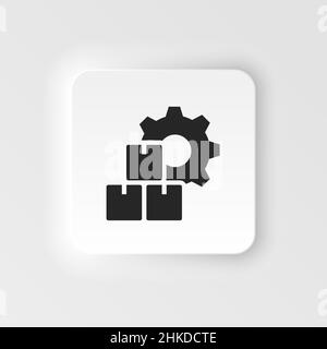 Mass production, boxes neumorphic style vector icon. Simple element illustration from UI concept. Mass production, boxes neumorphic style vector icon. Stock Vector