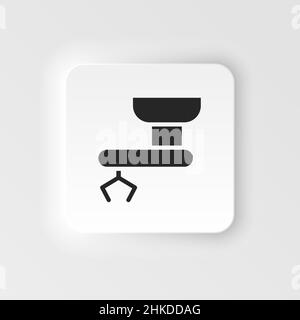 Mass production, mechanical arm neumorphic style vector icon. Simple element illustration from UI concept. Mass production, mechanical arm neumorphic Stock Vector