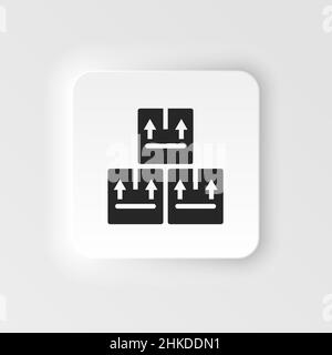 Mass production, three stored boxes for delivery neumorphic style vector icon. Mass production, three stored boxes for delivery neumorphic style Stock Vector