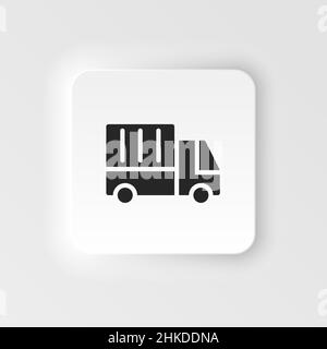 Mass production, delivery truck neumorphic style vector icon. Simple element illustration from UI concept. Mass production, delivery truck neumorphic Stock Vector