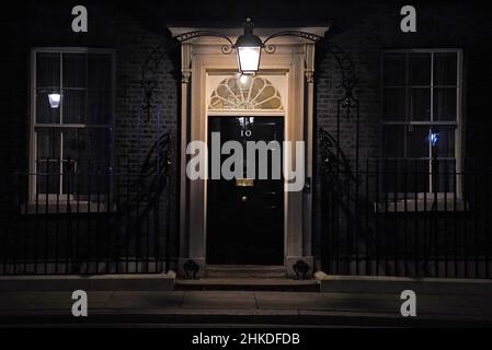 A light over the 10 Downing Street door in London. Boris Johnson's inner circle has been rocked by a host of resignations after four senior aides quit Downing Street on the same day. Picture date: Thursday February 3, 2022. See PA story POLITICS Johnson. Photo credit should read: Kirsty O'Connor/PA Wire Stock Photo