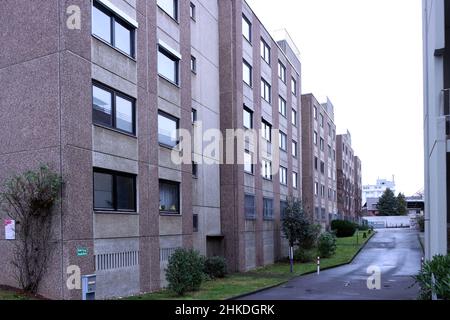 triste Wohnhäuser in Waschbeton-Architektur, Nordrhein-Westfalen, Deutschland, Köln Stock Photo