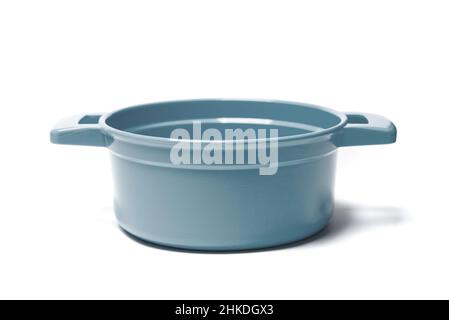 New pot for cooking, kitchen utensil gray on white background isolated Stock Photo