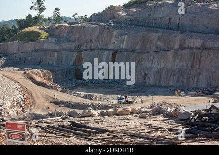 Worksite of an hydroelectric power plant in the Brazilian Amazon Forest. Stock Photo