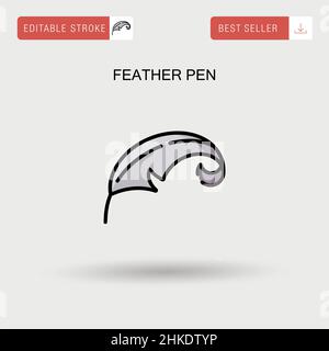 Feather pen Simple vector icon. Stock Vector