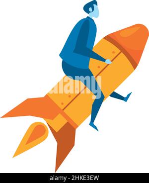 businessman with rocket avatar character Stock Vector Image & Art - Alamy