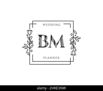 BM feminine logo. Usable for Nature, Salon, Spa, Cosmetic and Beauty Logos. Flat Vector Logo Design Template Element. Stock Vector