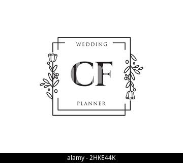 CF feminine logo. Usable for Nature, Salon, Spa, Cosmetic and Beauty Logos. Flat Vector Logo Design Template Element. Stock Vector