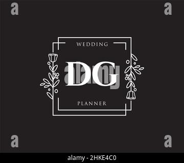 DG feminine logo. Usable for Nature, Salon, Spa, Cosmetic and Beauty Logos. Flat Vector Logo Design Template Element. Stock Vector