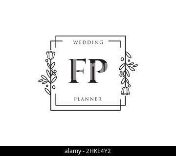 FP feminine logo. Usable for Nature, Salon, Spa, Cosmetic and Beauty Logos. Flat Vector Logo Design Template Element. Stock Vector
